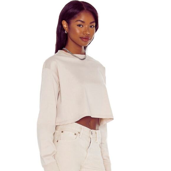 Lovers & Friends Studio Crop Sweatshirt in Ivory EUC Size Small - Picture 2 of 4